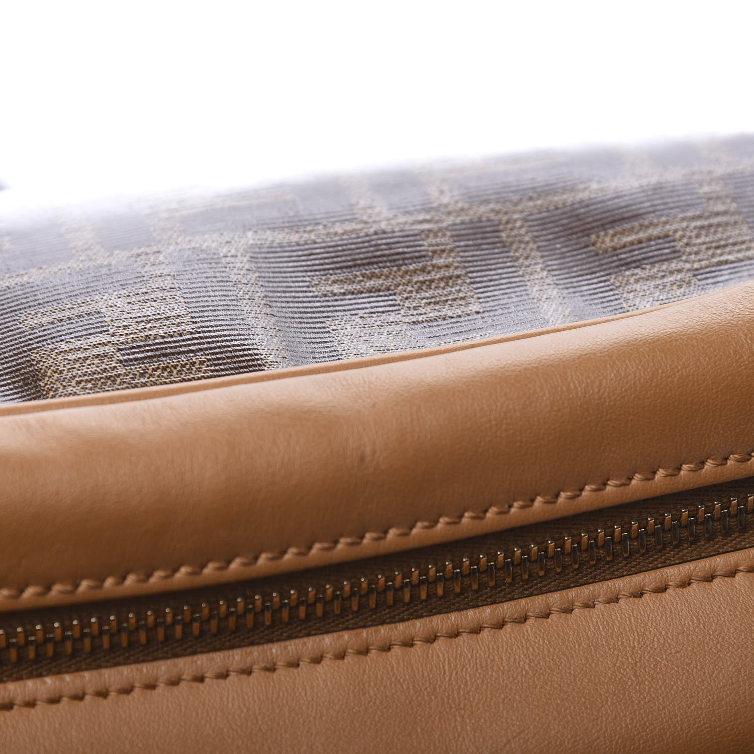 Fendi Glazed Fabric Vitello Century FF 1974 Stamp Patch Camera Case Mogano Panna Caramello 7 of 11