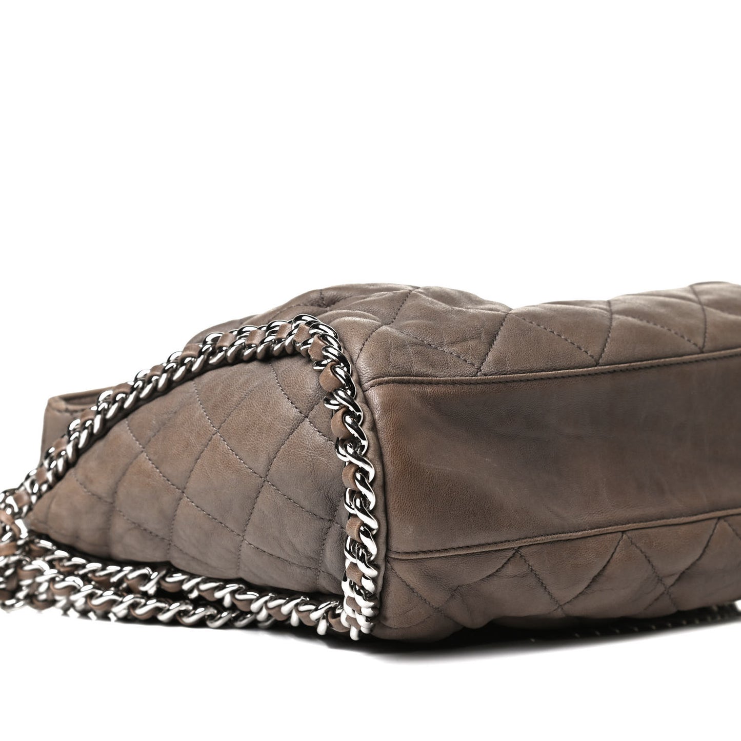 Washed Lambskin Chain Around Hobo Taupe