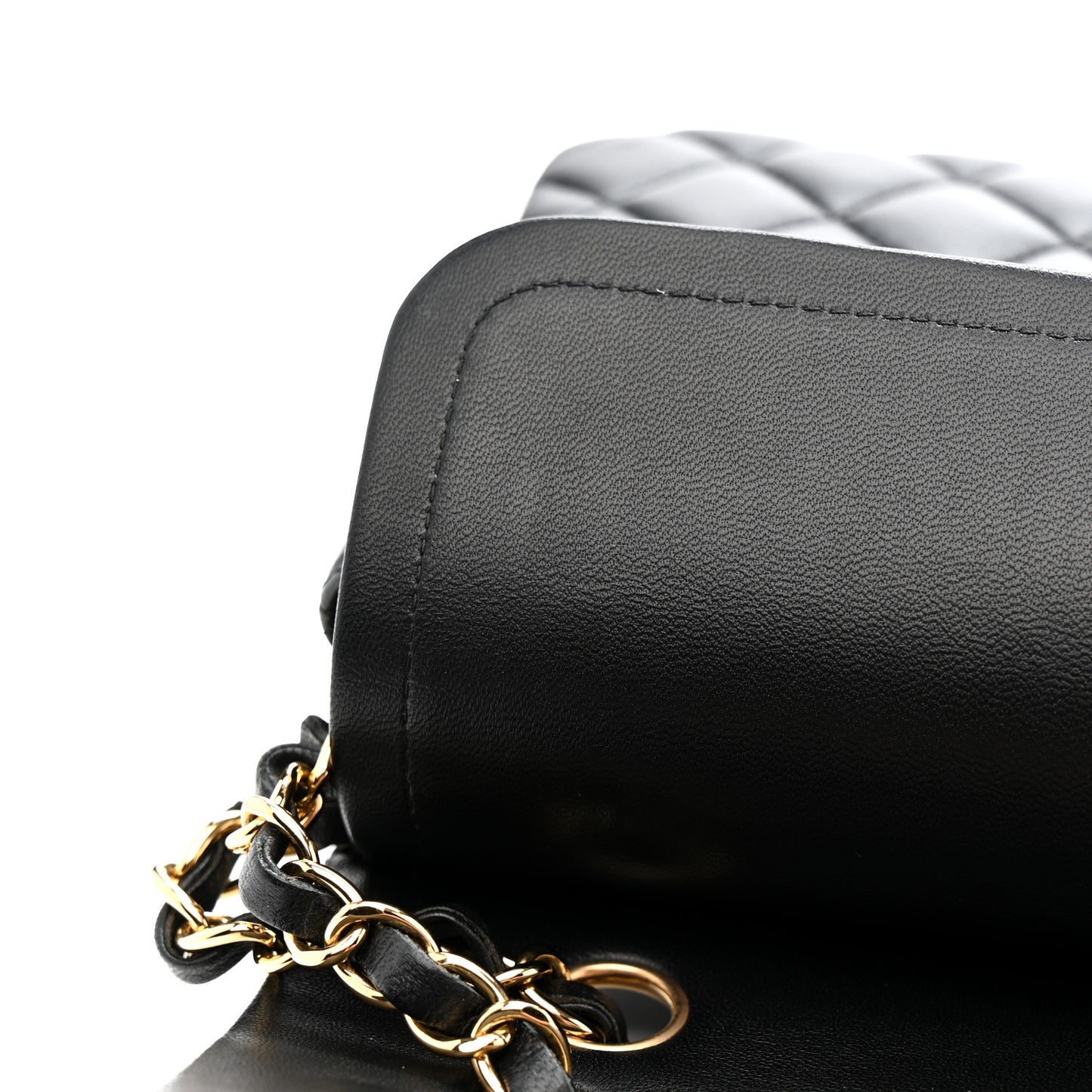 Lambskin Quilted Medium Double Flap Black