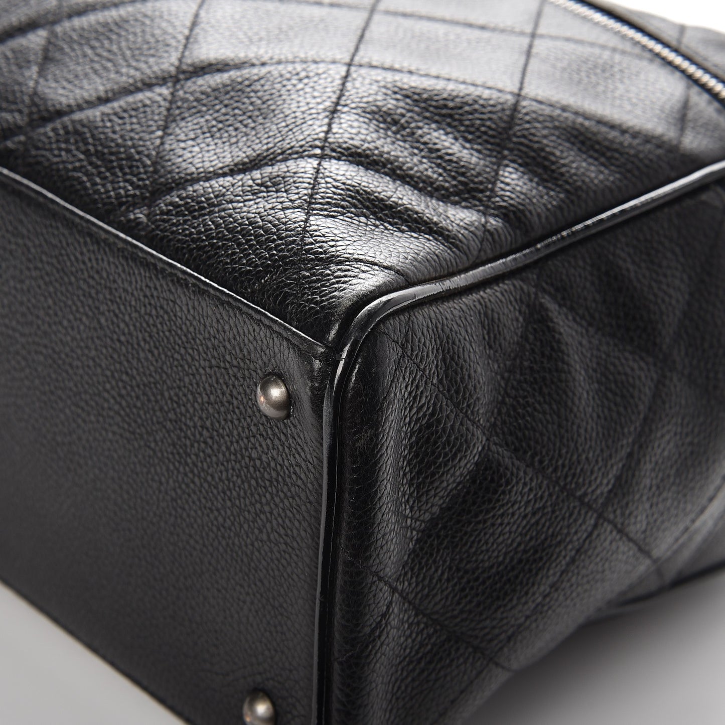 Caviar Patent Quilted Large Bowler Black
