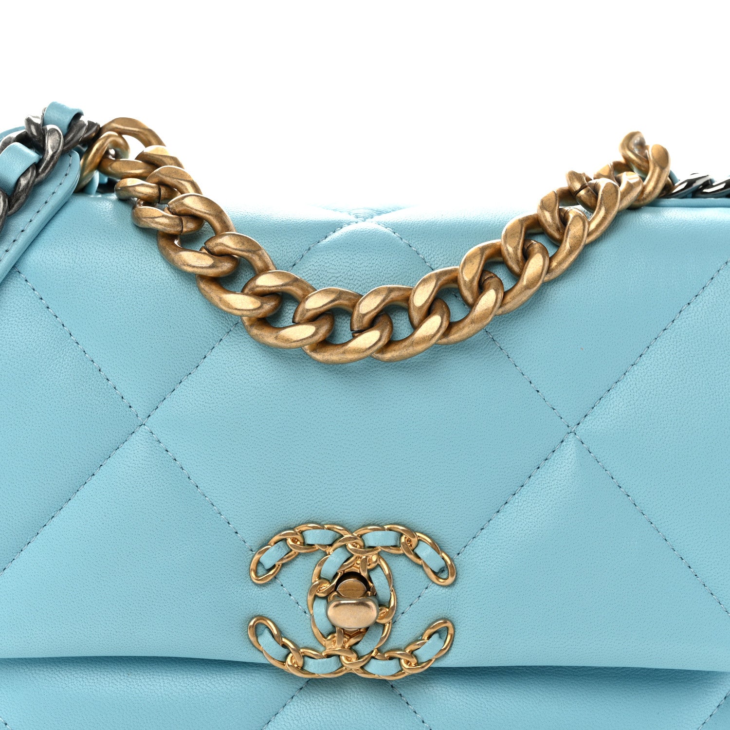 Chanel Lambskin Quilted Medium Chanel 19 Flap Light Blue 8 of 10