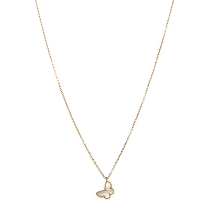 Van Cleef & Arpels 18K Yellow Gold Mother of Pearl Sweet Alhambra Butterfly Pendant Necklace 1 of 6