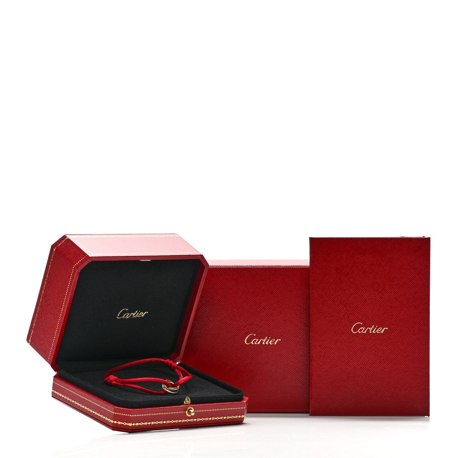 Cartier 18K Pink Yellow White Gold Trinity Cord Bracelet Red 5 of 5