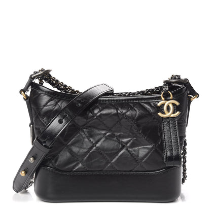 Chanel Aged Calfskin Quilted Small Gabrielle Hobo Black 1 of 10