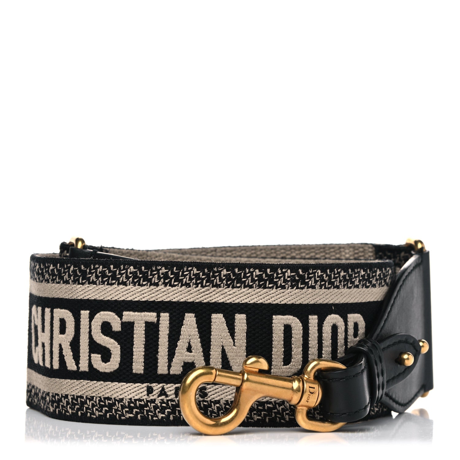 Christian Dior Canvas Embroidered Shoulder Strap Black 1 of 10