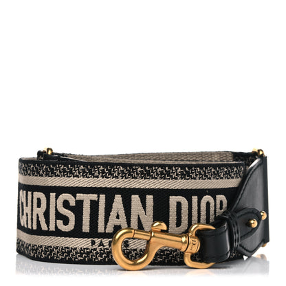 Christian Dior Canvas Embroidered Shoulder Strap Black 1 of 10