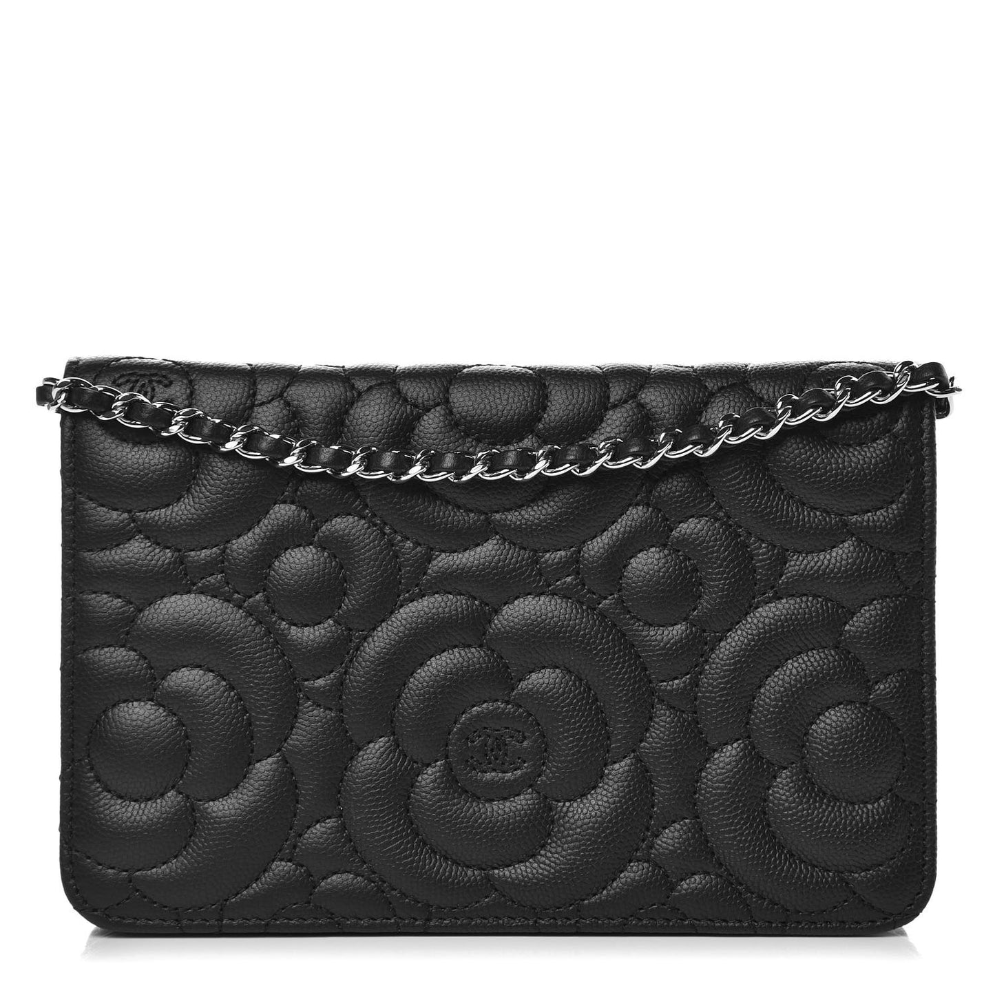 Caviar Camellia Quilted Wallet On Chain WOC Black