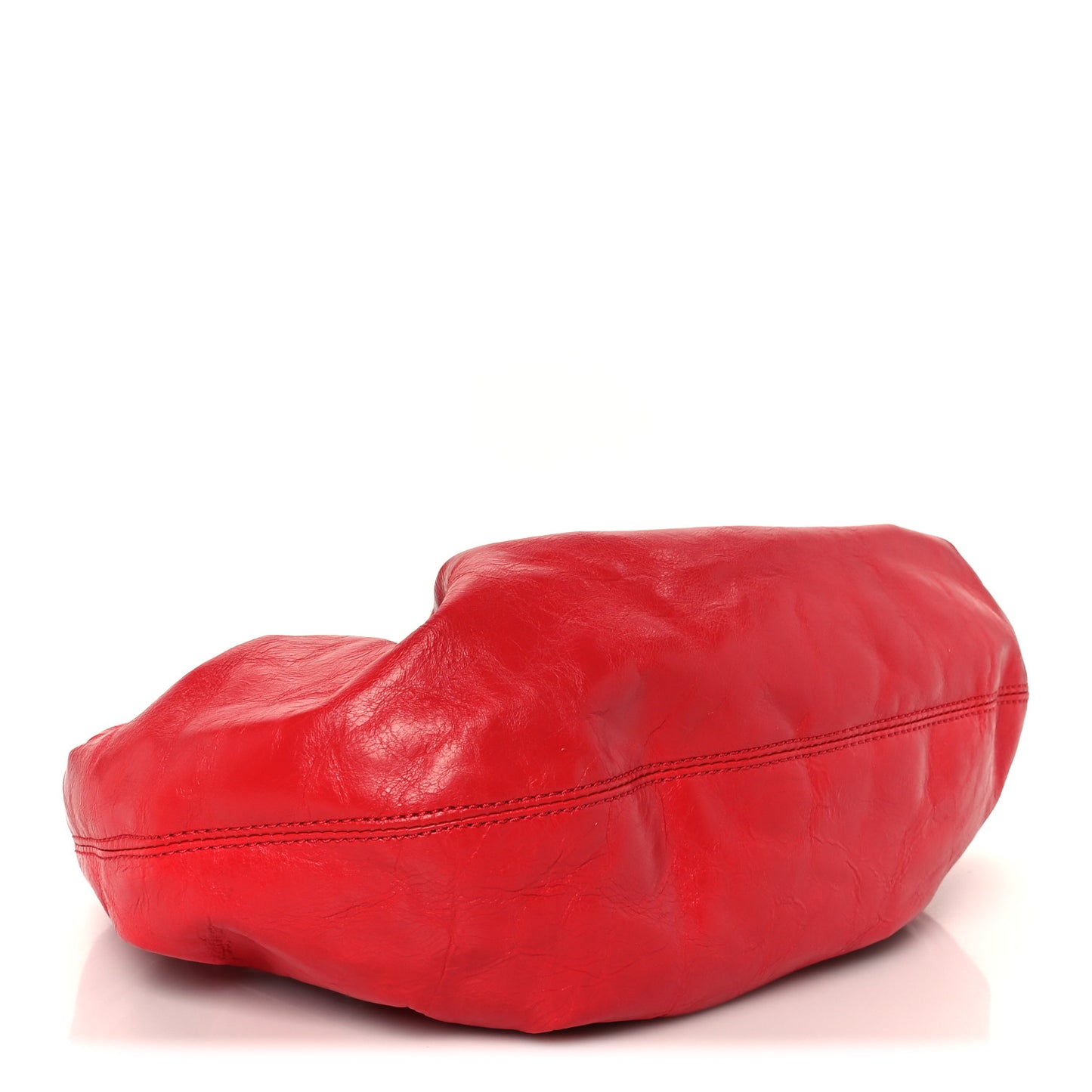 Crackle Patent Calfskin Small Handle Crescent Bag Flame Red