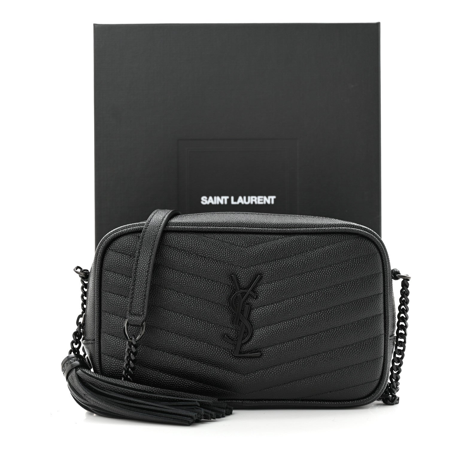 Saint Laurent Grain De Poudre Matelasse Monochrome Monogram Mini Lou Camera Bag Black 13 of 13