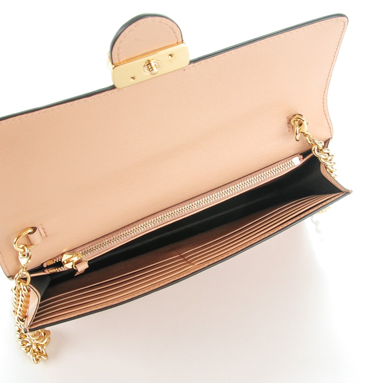Gucci Textured Calfskin Icon Chain Wallet Pink Apricot 5 of 7