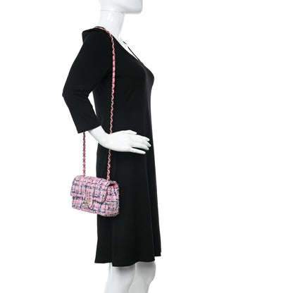 Chanel Tweed Quilted Mini Rectangular Flap Pink Multicolor 2 of 11