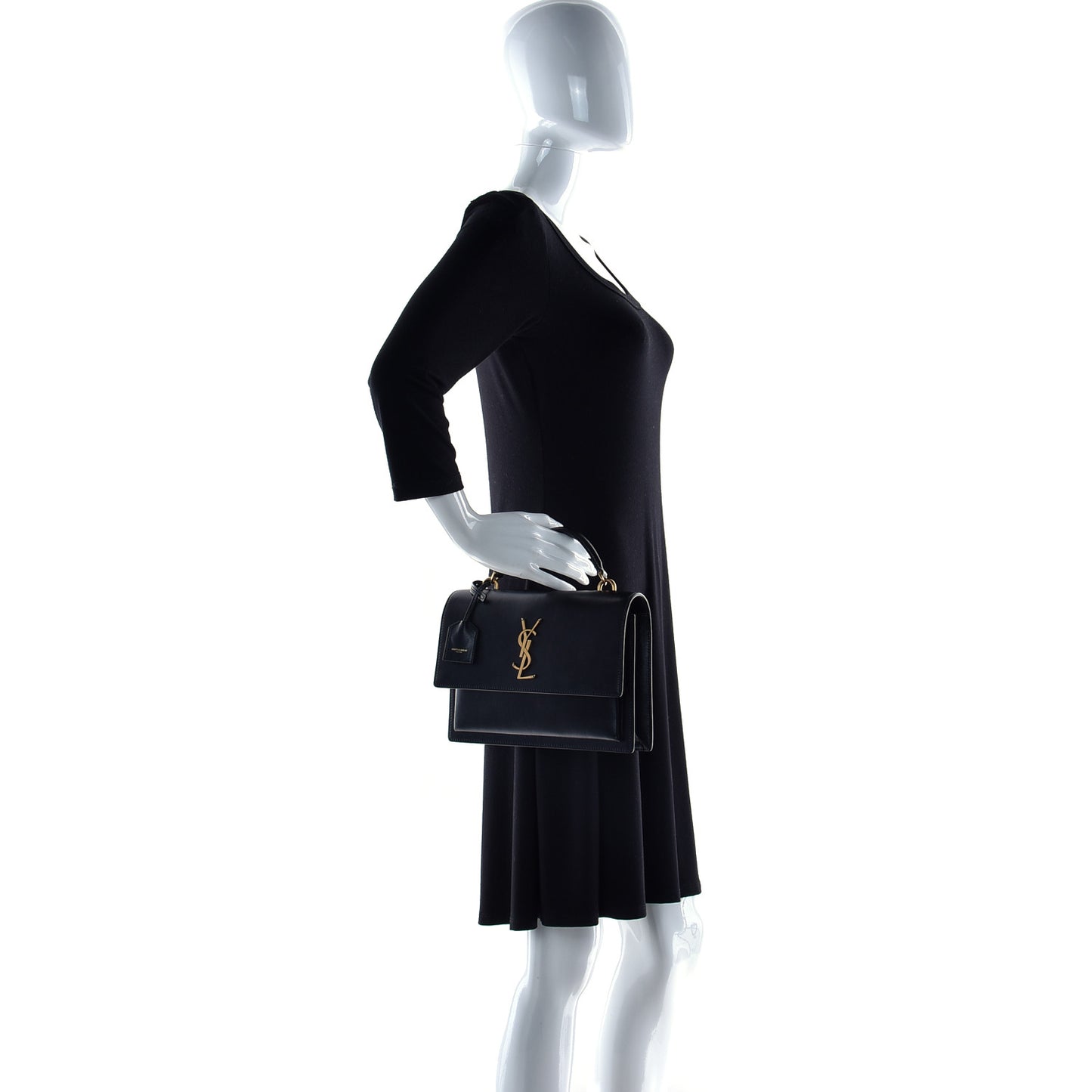 Smooth Calfskin Medium Monogram Sunset Satchel Black