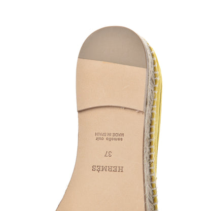 Hermes Suede Goatskin Womens Trip Espadrilles 37 Jaune Citron 10 of 13