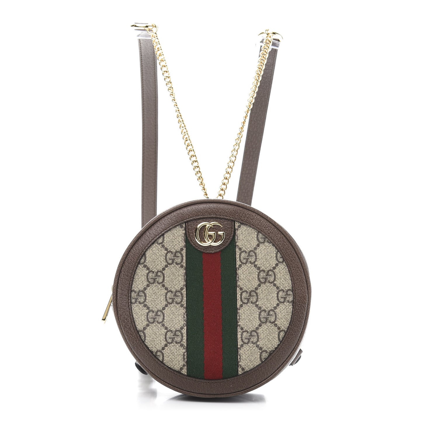 GG Supreme Monogram Web Mini Ophidia Round Backpack Brown