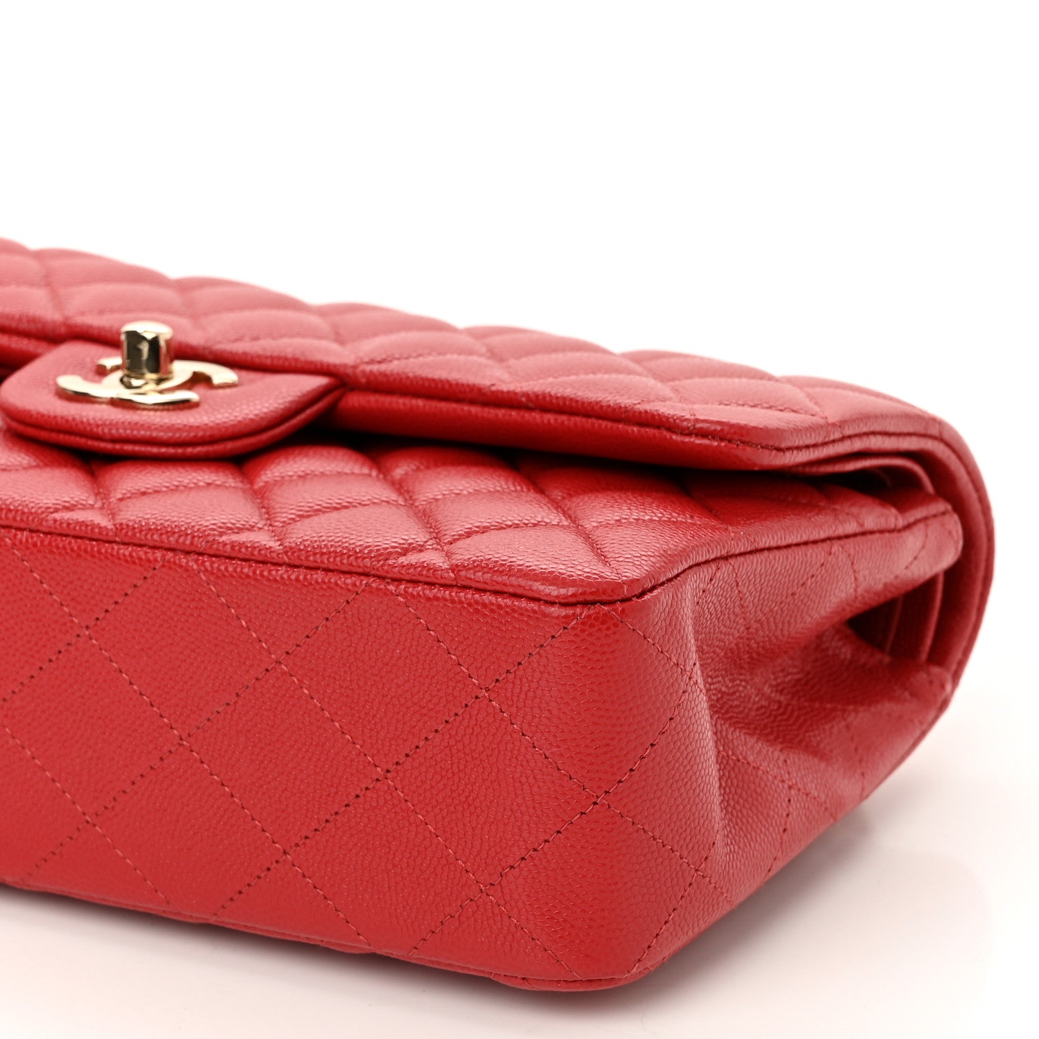 Chanel Caviar Quilted Medium Double Flap Red 10 of 11