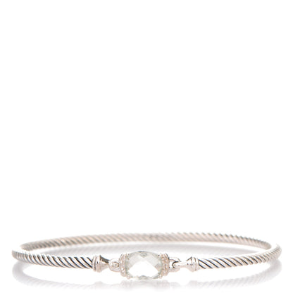 David Yurman Sterling Silver Diamond Prasiolite 3mm Petite Wheaton Bracelet 1 of 5