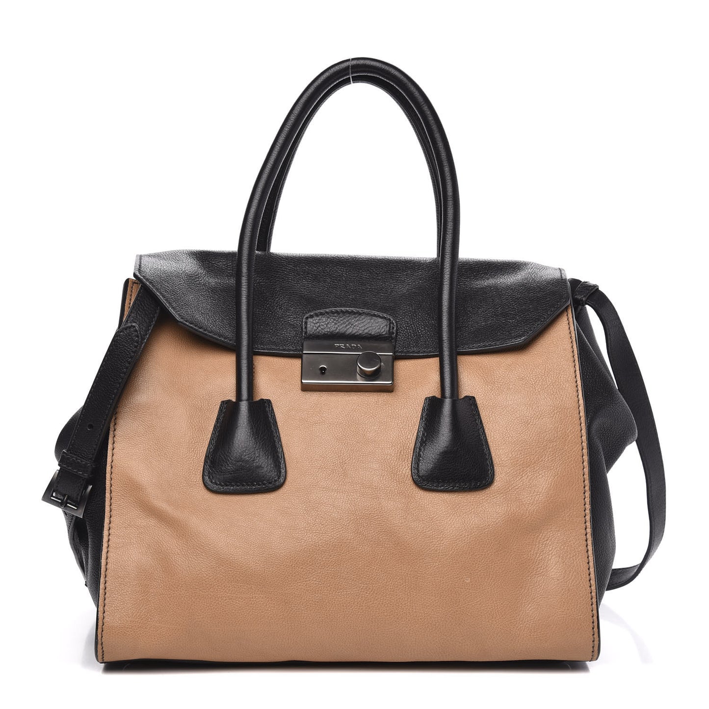 Glace Calf Large Twin Pocket Tote Naturale Black