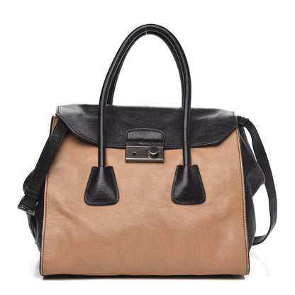 Prada Glace Calf Large Twin Pocket Tote Naturale Black 1 of 11
