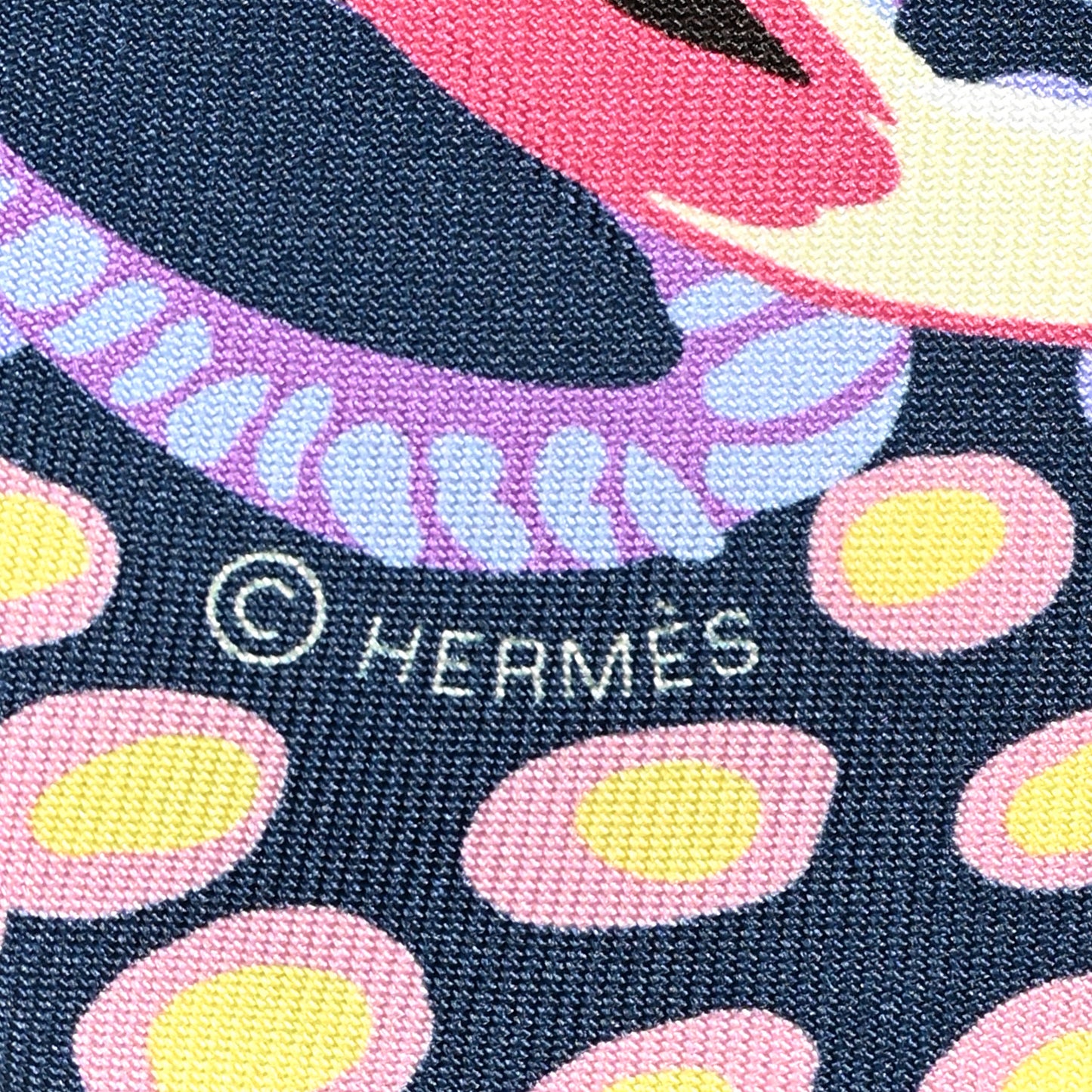 Silk Under The Waves Twilly Mauve Marine Jaune