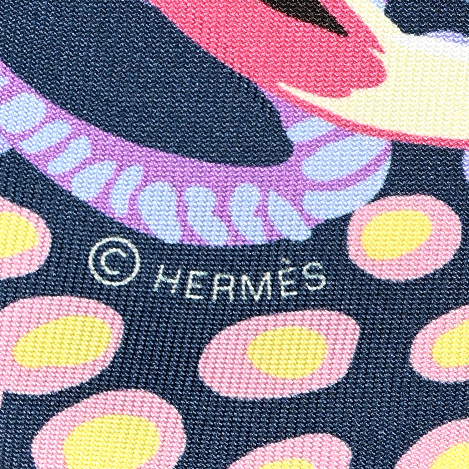 Hermes Silk Under The Waves Twilly Mauve Marine Jaune 4 of 5