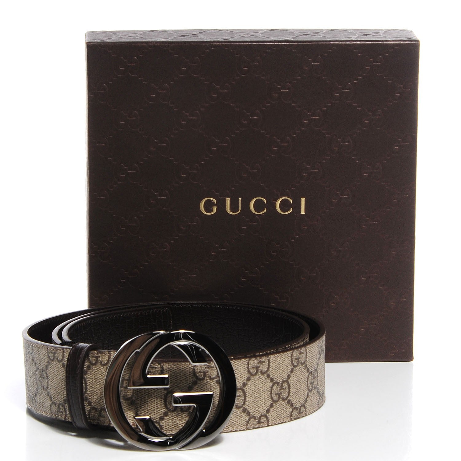 Gucci GG Plus Monogram Interlocking G Belt 100 40 Brown 4 of 4