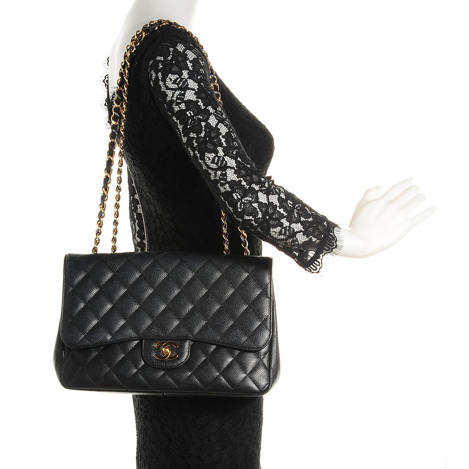 Chanel Caviar Jumbo Single Flap Black 2 of 7