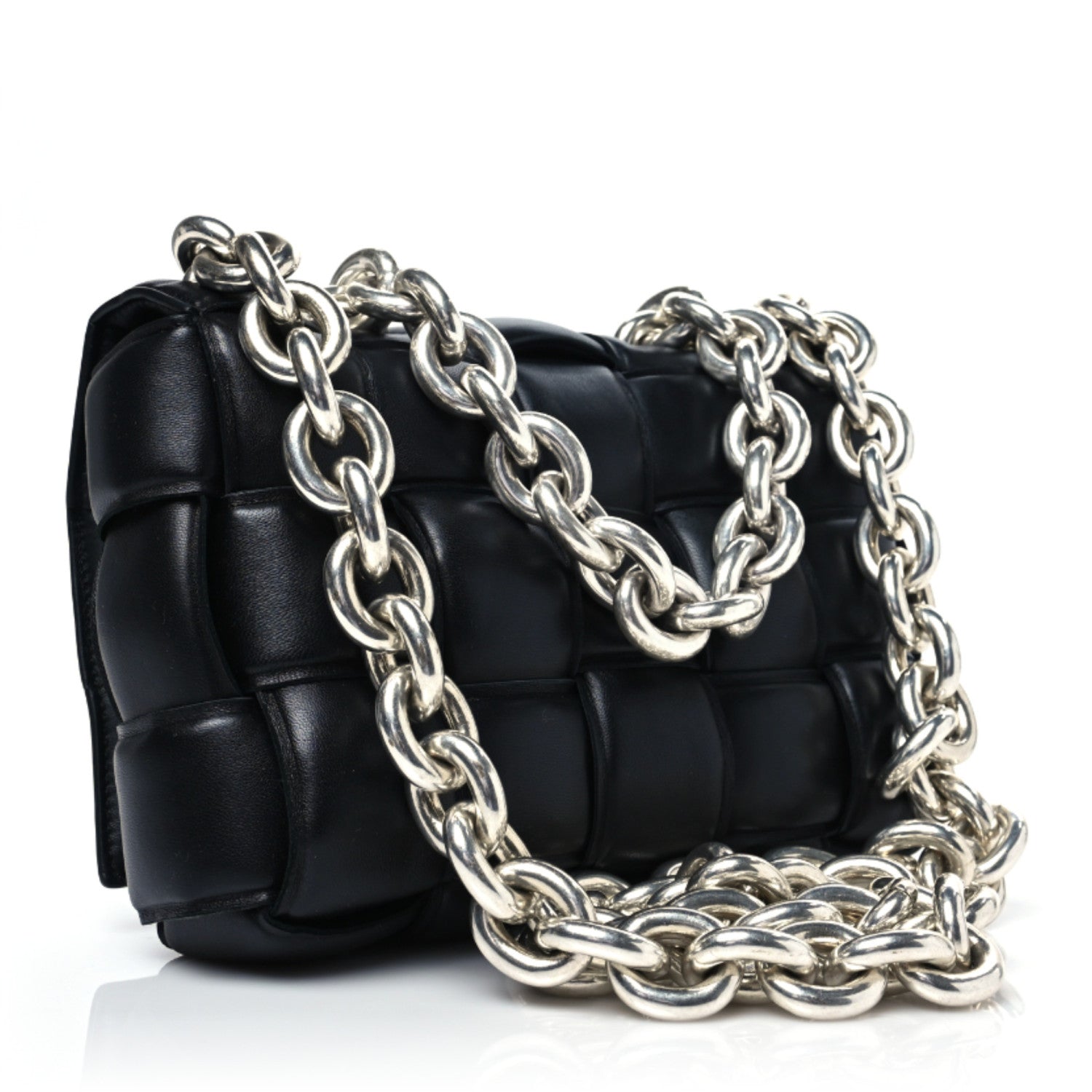 Bottega Veneta Lambskin Maxi Intreccio Padded Chain Cassette Crossbody Bag Black 3 of 8