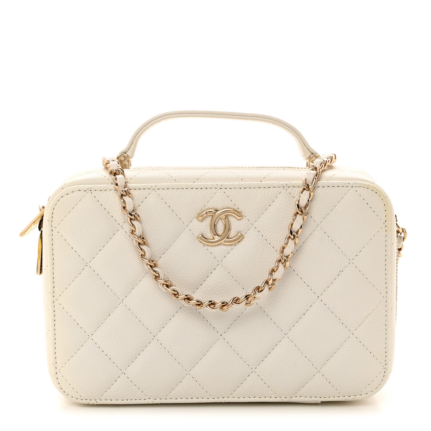 Chanel Caviar Quilted Top Handle Vanity Case White 1 of 12