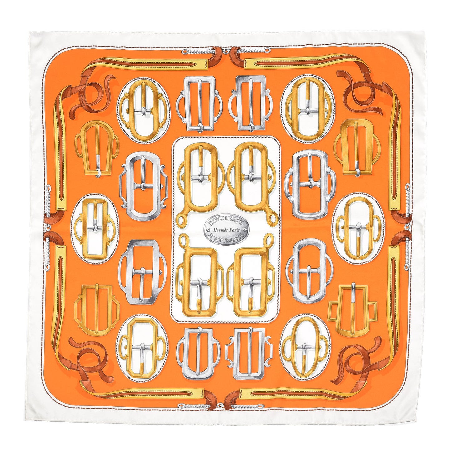 Silk Bouclerie d'Attelage Scarf 70 Orange Or