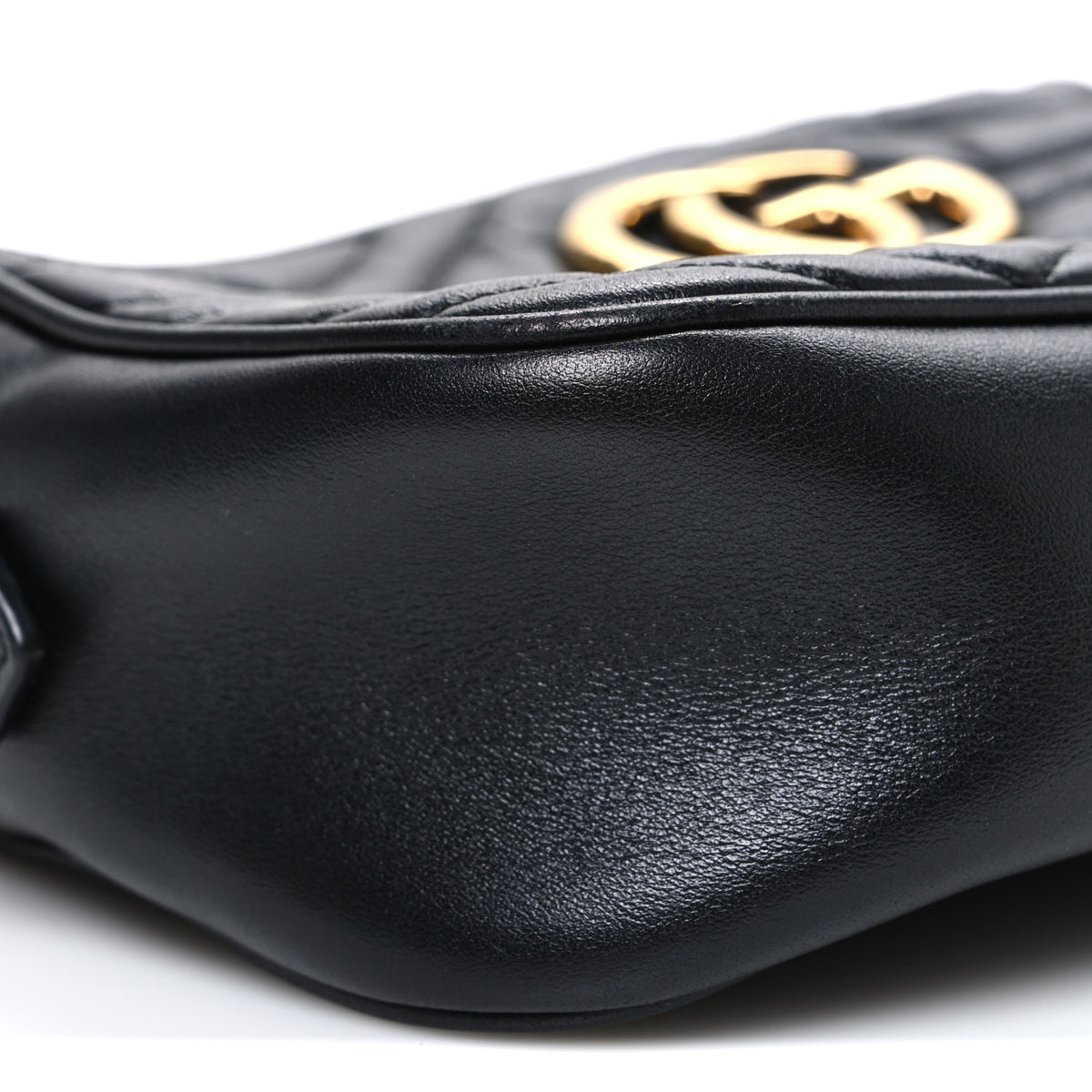 Calfskin Matelasse Small GG Marmont Chain Shoulder Bag Black
