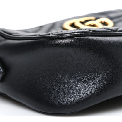 Gucci Calfskin Matelasse Small GG Marmont Chain Shoulder Bag Black 9 of 10
