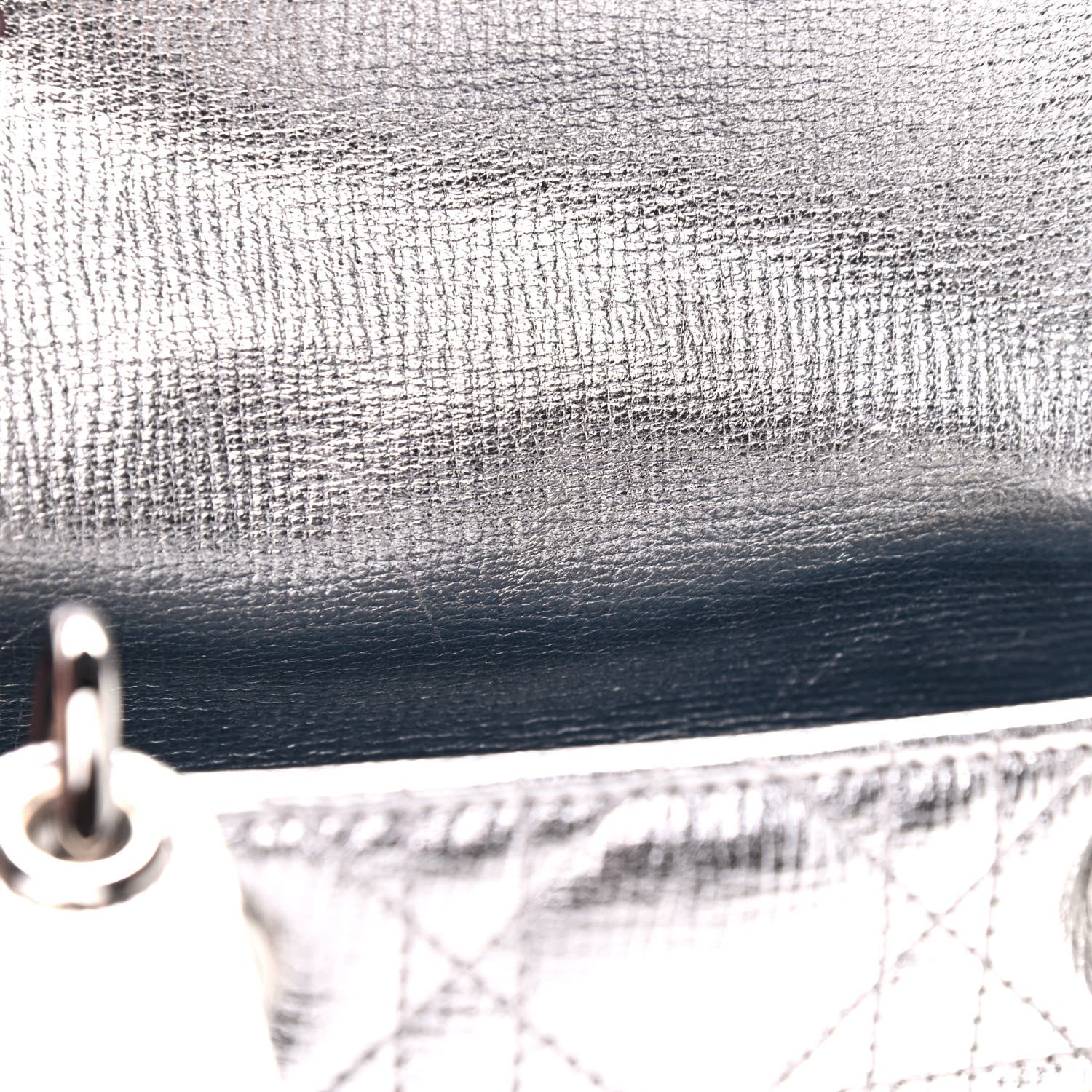 Christian Dior Metallic Grained Calfskin Cannage Small Lucky Badges My Lady Dior Silver 8 of 13