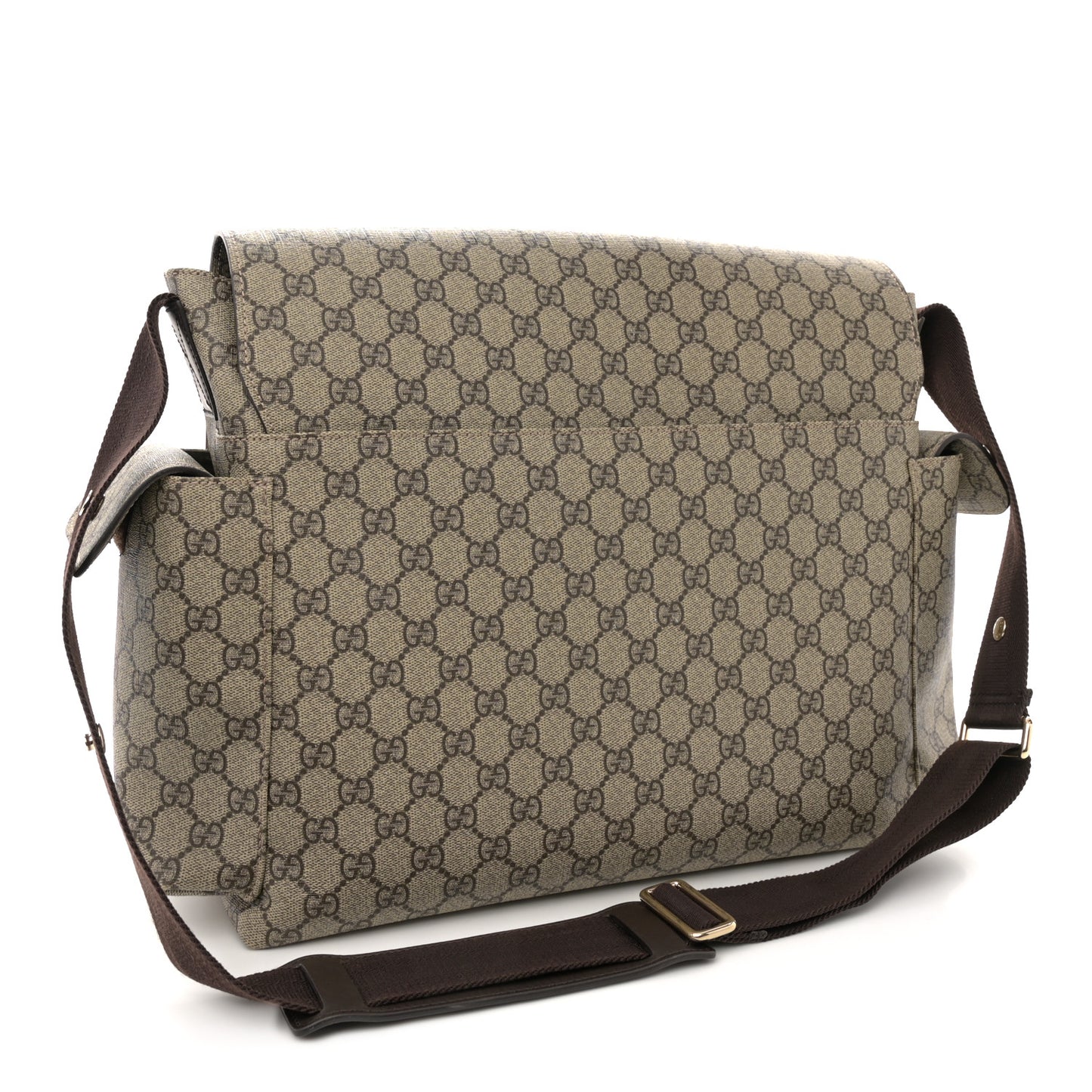 GG Plus Monogram Messenger Diaper Bag Dark Brown