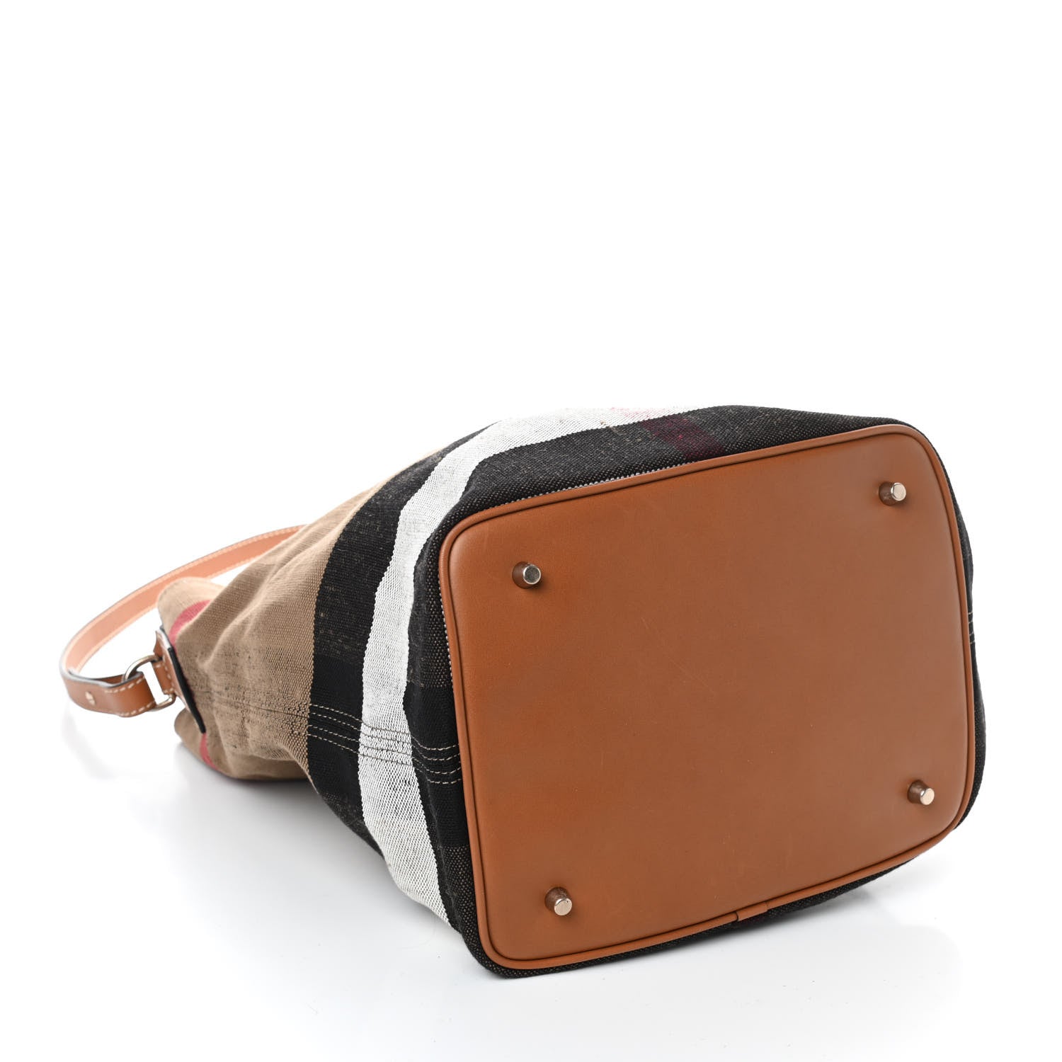Burberry Canvas Mega Check Medium Ashby Hobo Saddle Brown 4 of 12