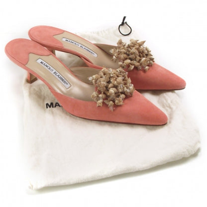 FASHIONPHILE MANOLOBLAHNIKSuedeSeashellCoralHeels38 4 of 8