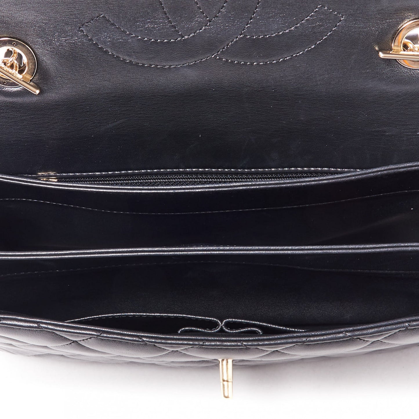 Lambskin Quilted Medium Trendy CC Flap Dual Handle Bag Black