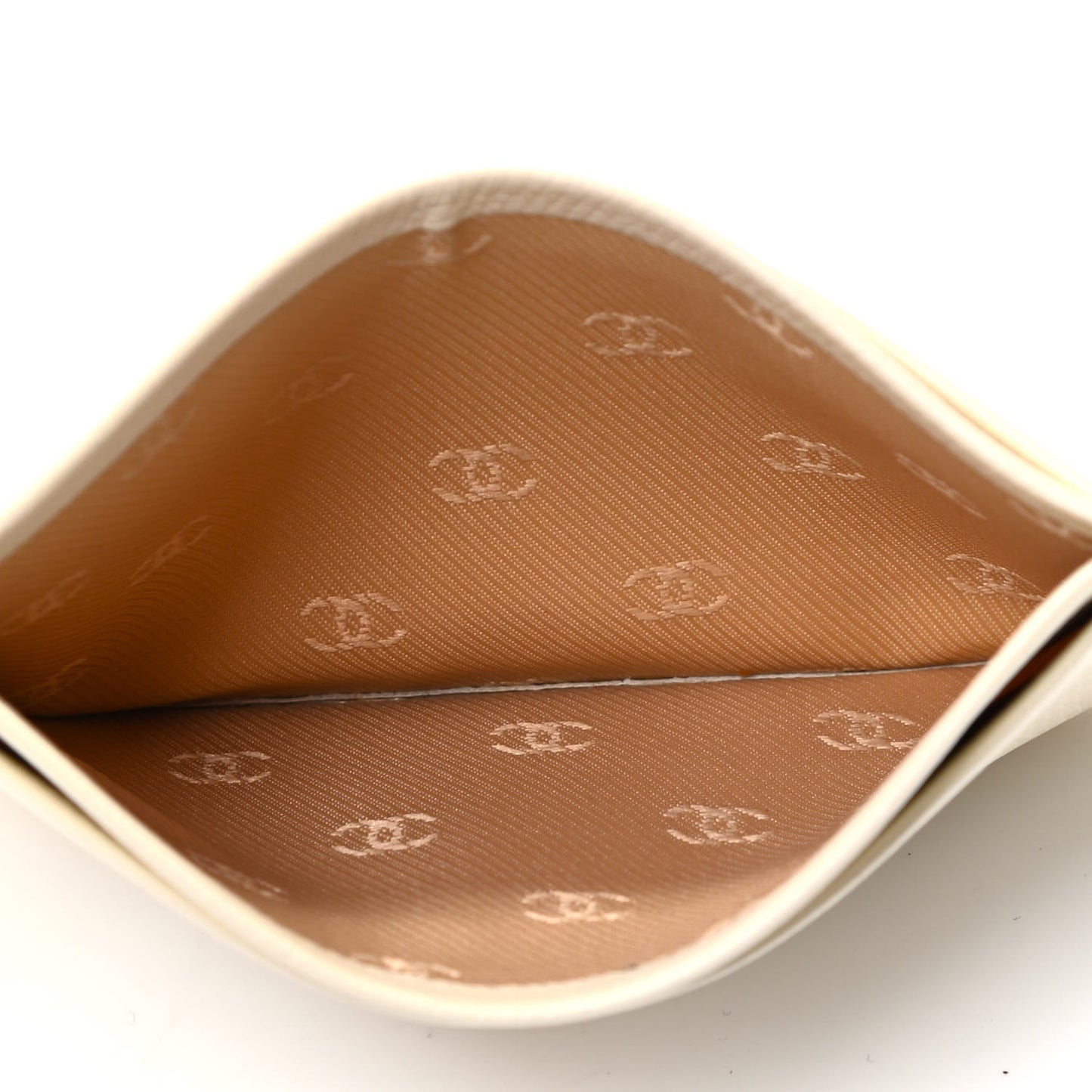 Calfskin CC Button Card Holder Case Off White