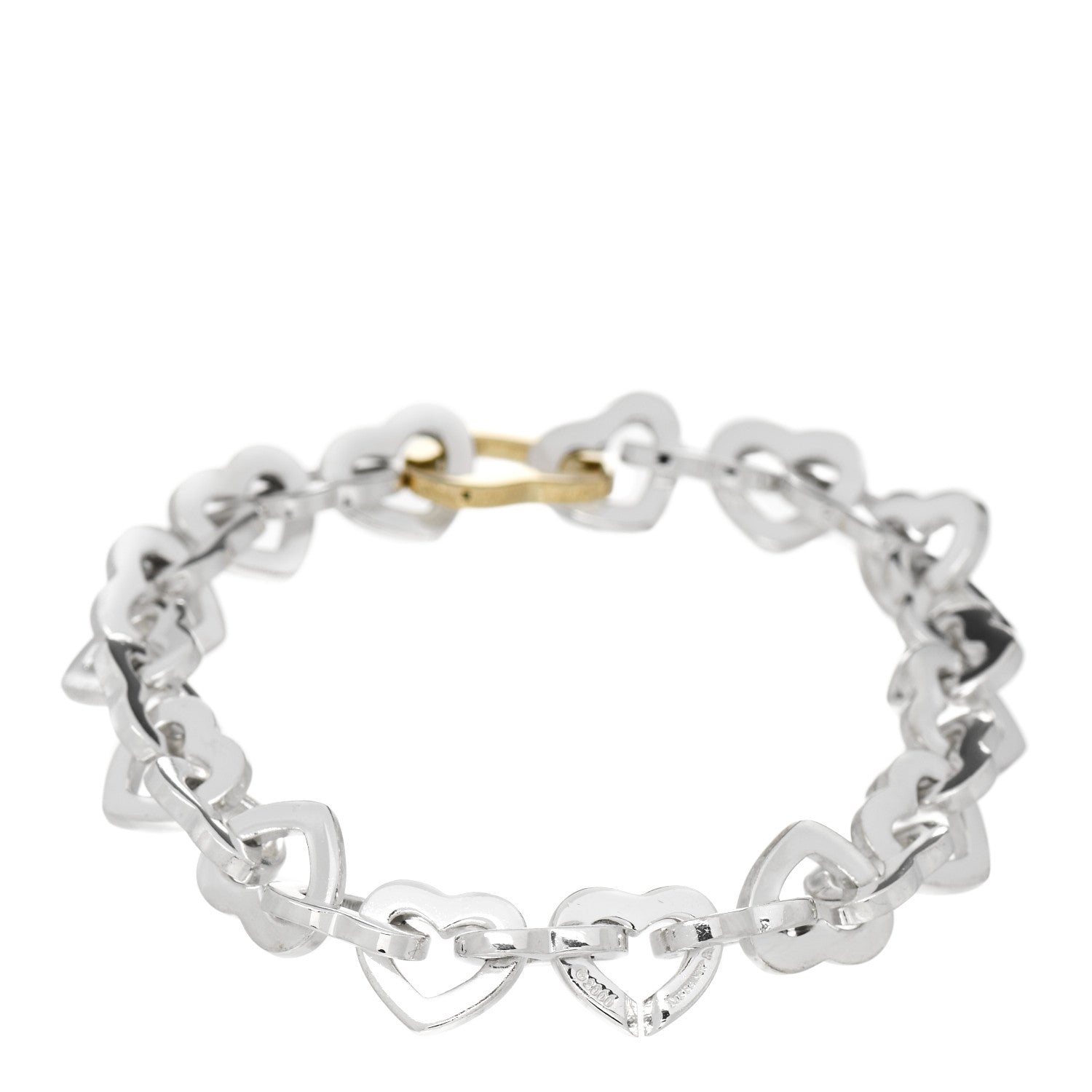 Tiffany Sterling Silver 18K Yellow Gold Heart Links Bracelet 2 of 4
