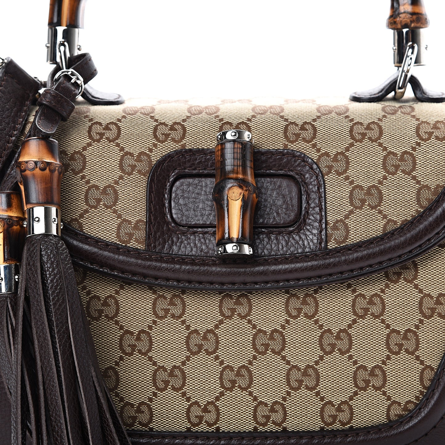 Monogram Medium New Bamboo Top Handle Bag Dark Brown