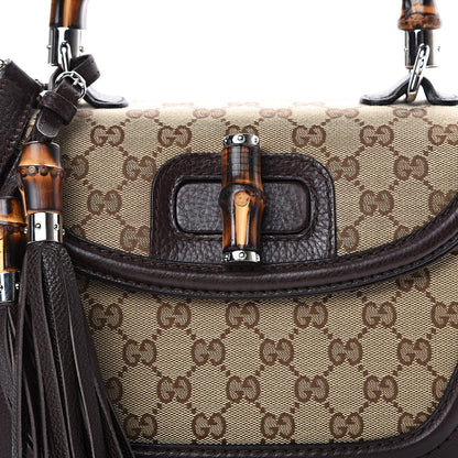 Gucci Monogram Medium New Bamboo Top Handle Bag Dark Brown 9 of 11
