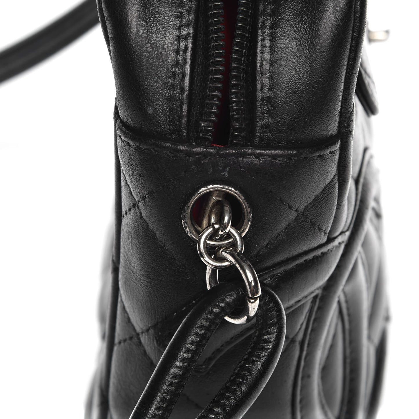 Calfskin Quilted Cambon Camera Case Black