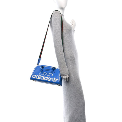 Gucci X ADIDAS Textured Dollar Calfskin Web Trefoil Logo Embossed Mini Bowling Bag Blue 2 of 10