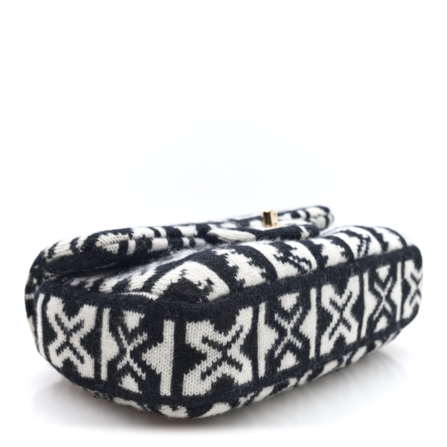 Chanel Cashmere Knit Coco Neige Flap Black White 4 of 10