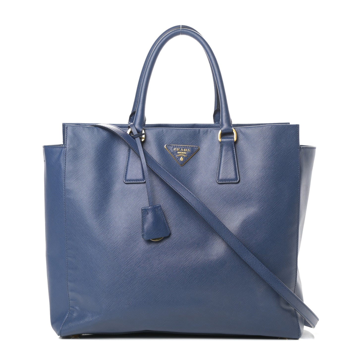 Saffiano Lux Double Handle Shopping Tote Bluette