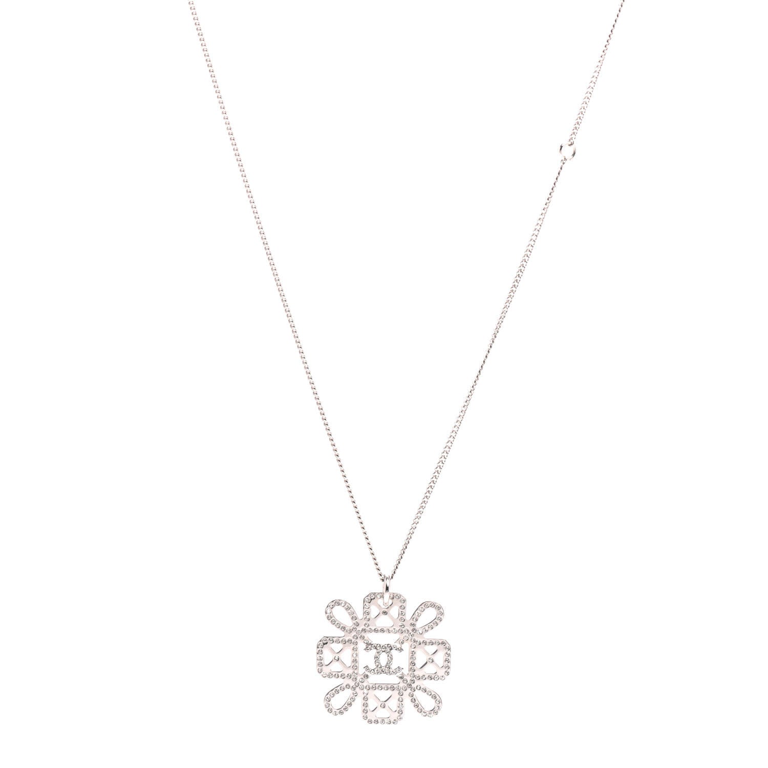 Chanel Crystal Strass Necklace Silver 1 of 4