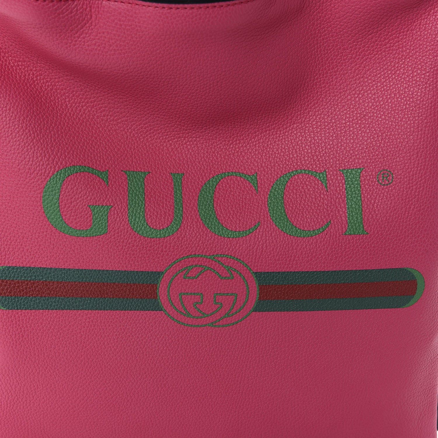 Gucci Grained Calfskin Logo Drawstring Backpack Box Pink Green Black 9 of 9