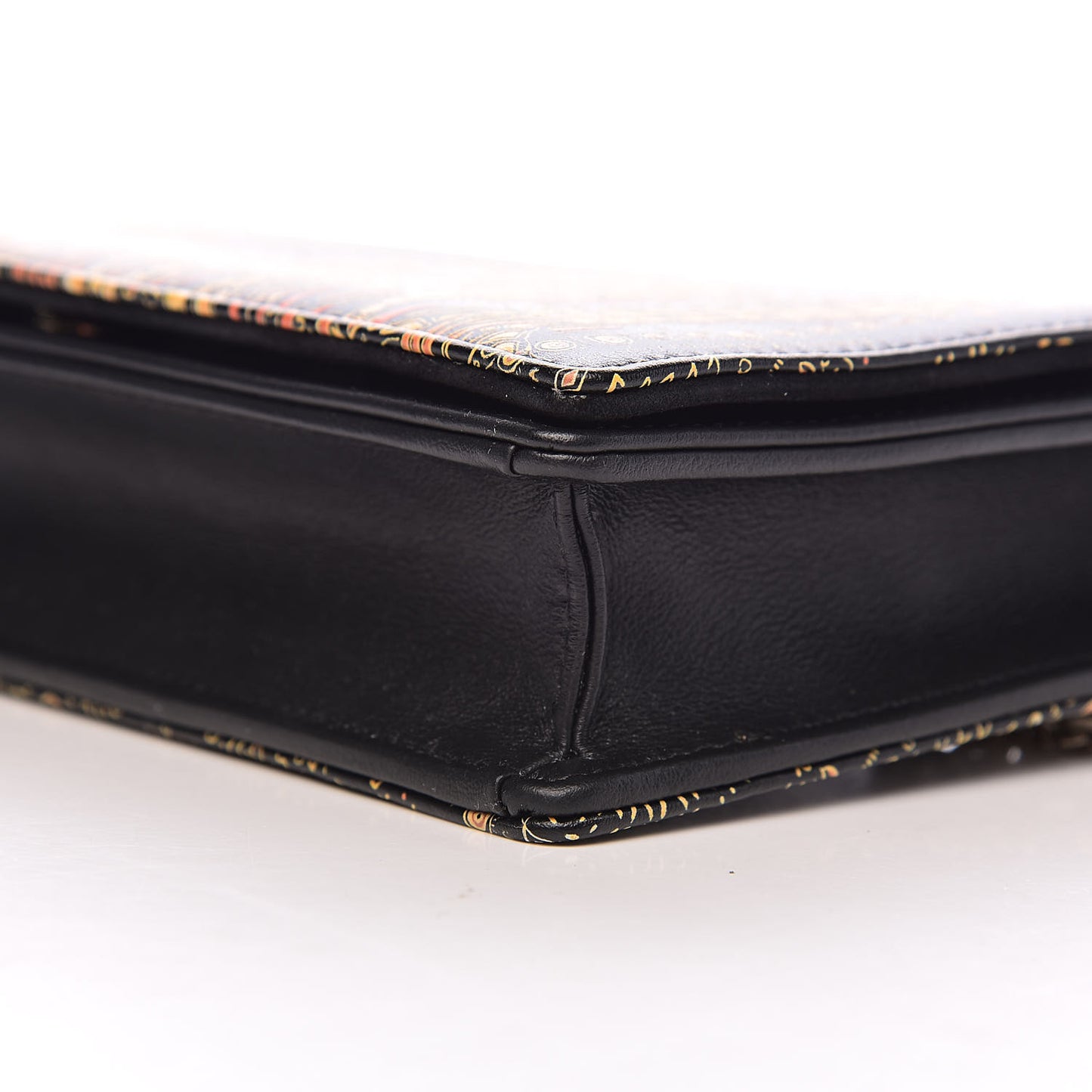 Printed Calfskin Animals Chain Pouch Brown Multicolor