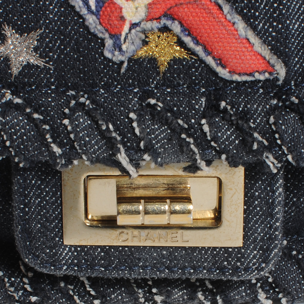 Denim Embroidered Night Flight Reissue Flap Blue