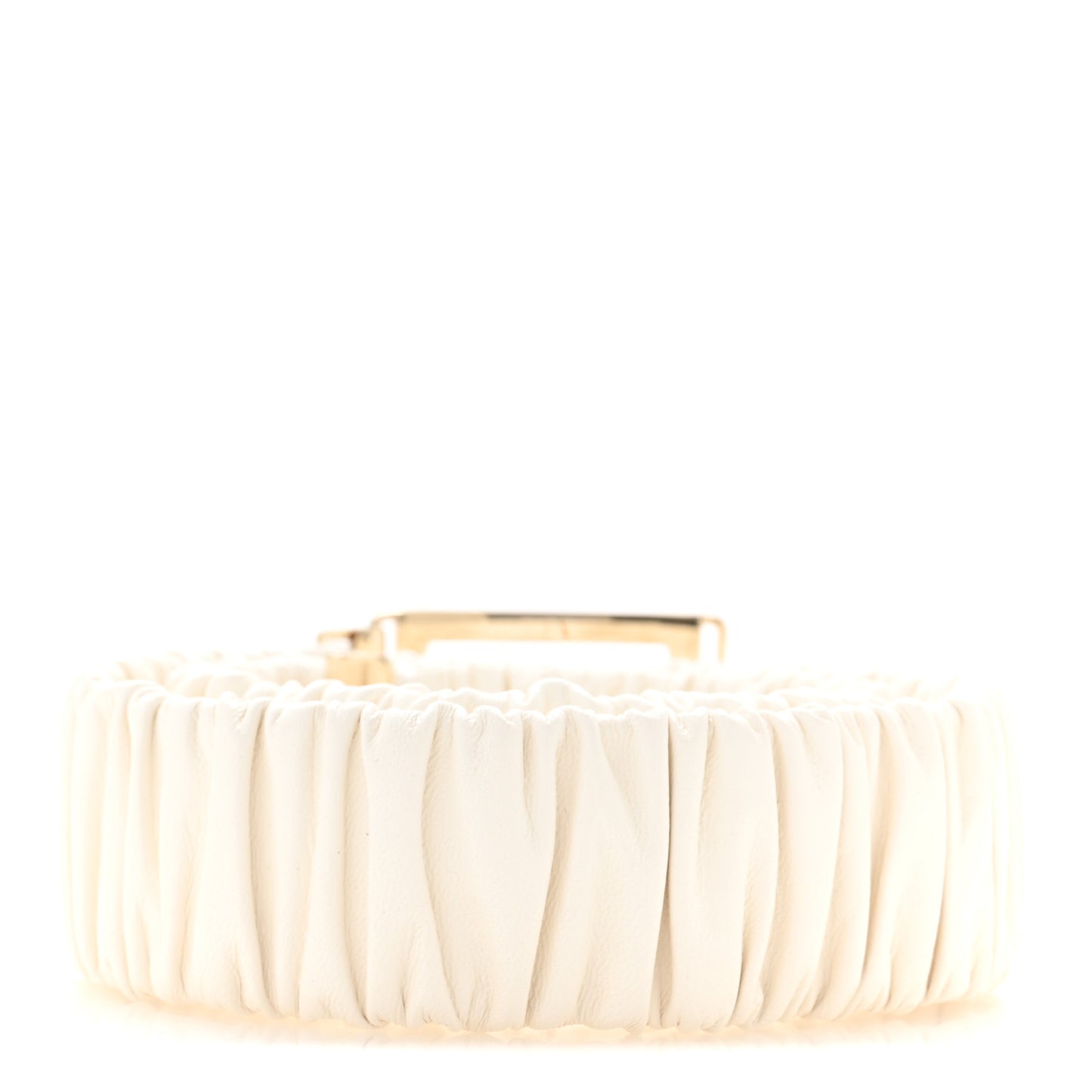 Lambskin Ruched CC Belt 80 32 White