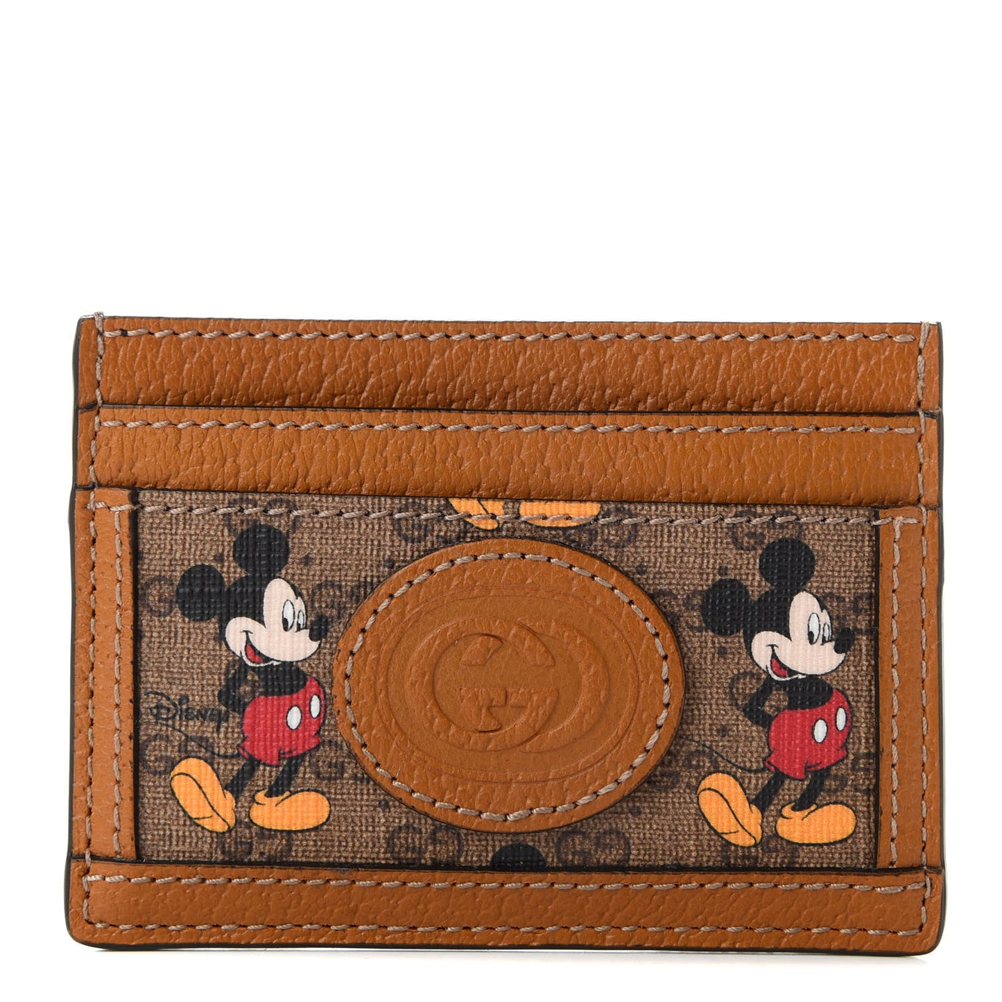 X DISNEY Mini Vintage GG Supreme Monogram Mickey Mouse Card Holder Beige Vintage Sun Oil